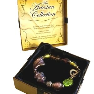 NEW Hand Crafted Fire-Blown Art Glass Bracelet
